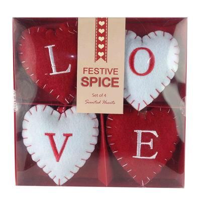 Wholesale Suppliers Christmas Tree Decoration Fabric Print Felt Heart Ornament Christmas Gift