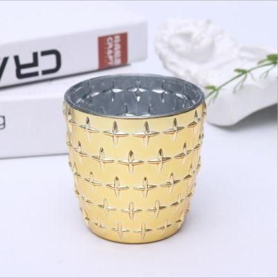 Vss Empty Metallic Gold Glass Candle Vessel for Candle Making