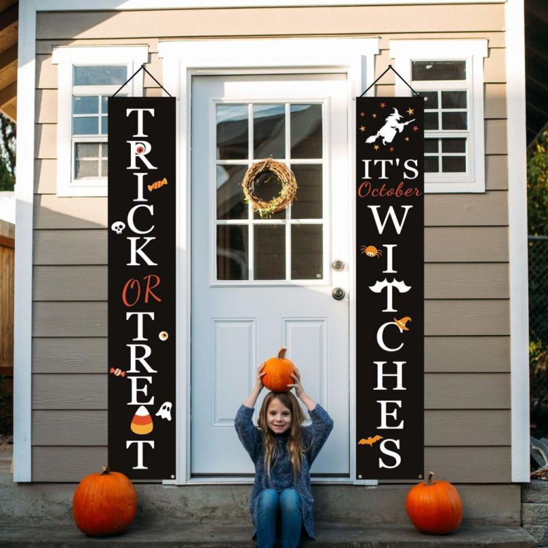 Halloween Decorations Outdoor Trick or Treat & It′ S October Witches Halloween Signs for Front Door or Indoor Home Decor
