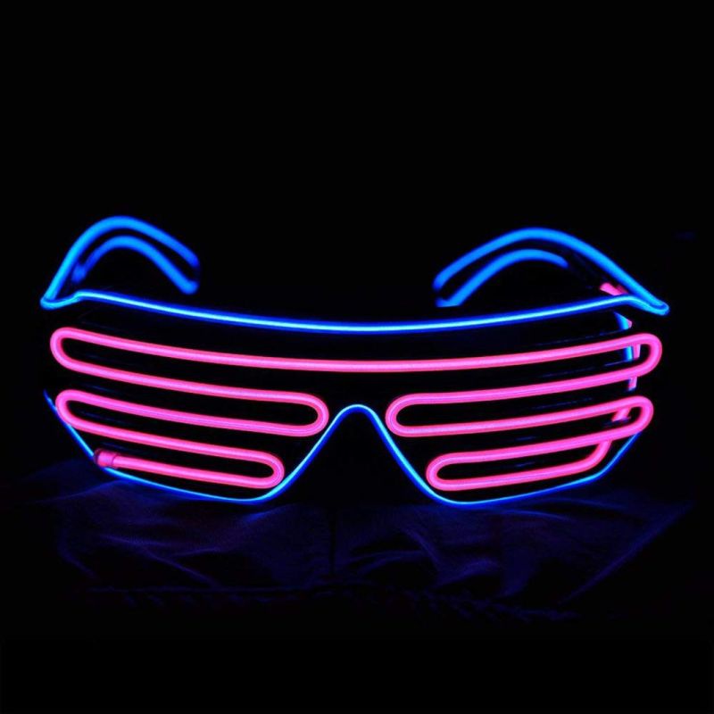 LED Shutter EL Wire Neon Rave Glasses Flashing LED Sunglasses