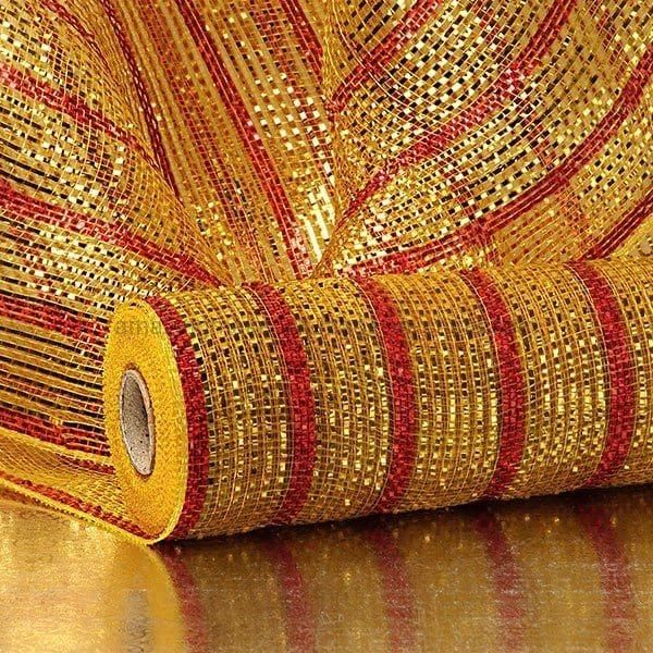 1.75′′ Stripe Half Solid Metallic 10′′ Wide Deco Mesh