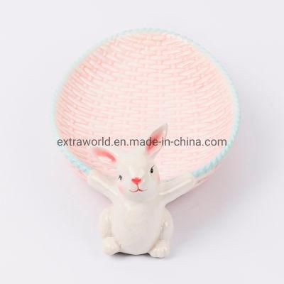 2022 Unique Creative Easter Bowl Ceramic Porcelain Bowl with Rabbit Design for Sale