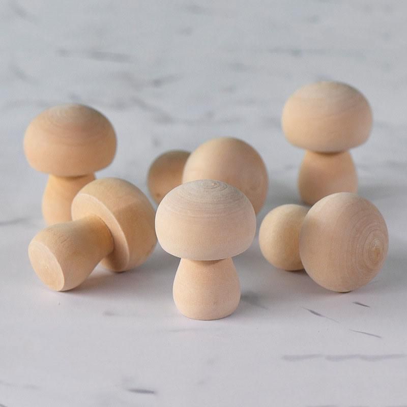 10 Pieces Wooden Mushroom Set Unpainted Wood Mushroom for Children′s Arts and DIY Crafts
