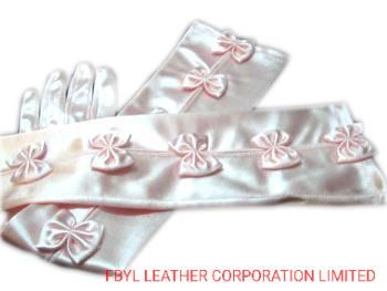 Fashion Lady Wedding Gloves with Ribbon and Made with Satin (JYG-29317)