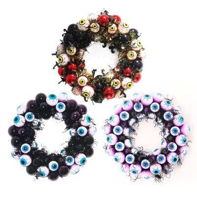 Halloween Ornaments Red Purple Eyeball Ring Spider Madder Garland Decoration Door Wall Shopping Mall Haunted House Ornaments