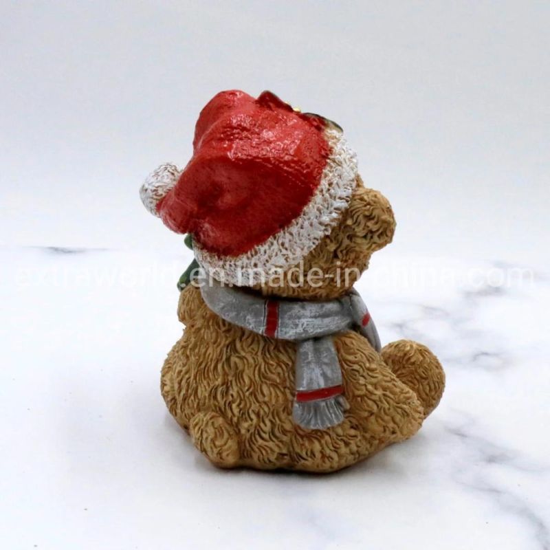 Christmas Decoration Bear with Xmas Tree Ornaments Polyresin Girt