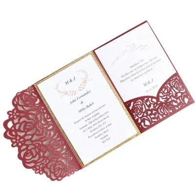 Tri-Fold Laser Cut Pocket Wedding Card Wedding Invitation