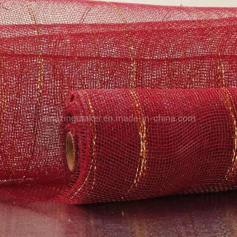 Wide Spaced Double Metallic Stripe 21′′ Wedding Packaging Deco Mesh