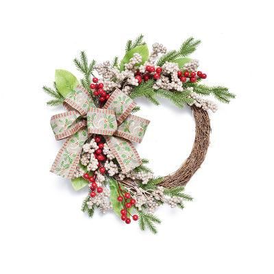 50cm Small Red Fruit Ribbon Half Ring PE Christmas Wreath Shopping Mall Door and Window Ornaments