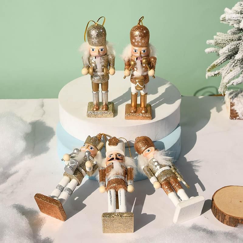 Cute Wooden Nutcracker Ornament Set (5 pieces)