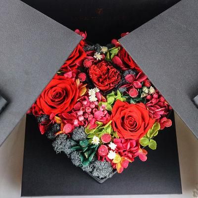 Eternal Life Flower Preserved Roses Flower 5 Roses Heart-Shaped Gift Box for Your Love