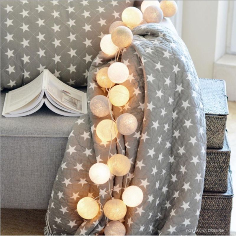 LED Gold Pink White Colorful Cotton Balls String Lights