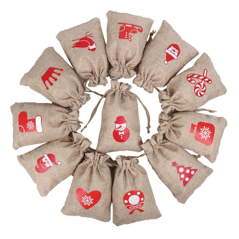 Christmas Gift Sackswith Drawstring Favor Gift Bags + Bonus Gift Tags & String Brown Bags Bulk Small Size