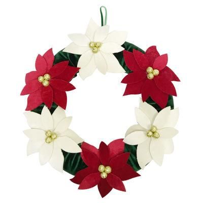 Hot Home Velvet Felt Flower Christmas Front Door Wreath for Decoration