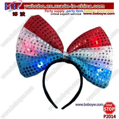Hair Jewelry LED Light up Flag Bow Headband Party Hairband Party Decoration Novelty Craft (P2014)
