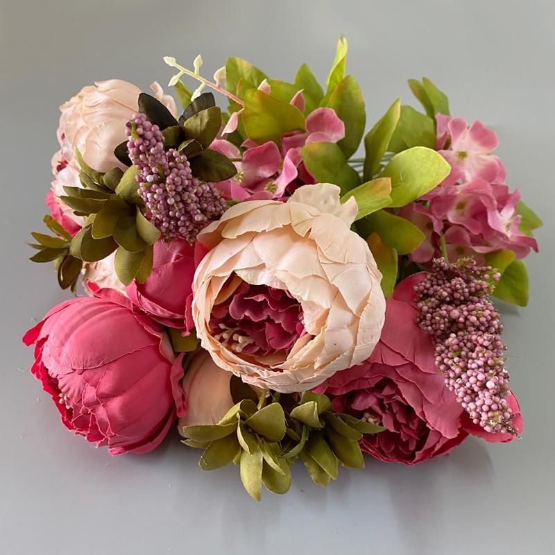 Factory Wholesale Luxury Artificial Peony Flower Bunches for Wedding Decoration