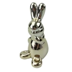Electroplated Ceramic Craft, Ceramic Bunny for Easter Decoration