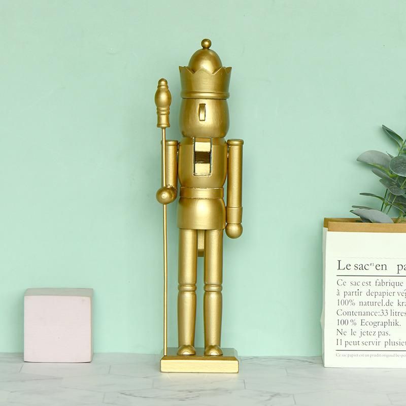 Christmas Wooden Unfinished Nutcracker Figurines DIY Gold Nutcracker Soldier Ornament