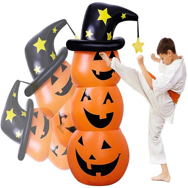 High Quality Inflatable Advertising Three Floors Inflatable Halloween Pumpkin with Black Hat