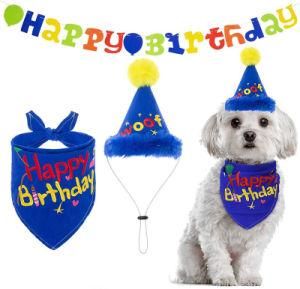 Dog Birthday Party Decoration with Hat Banner Pet Scarf