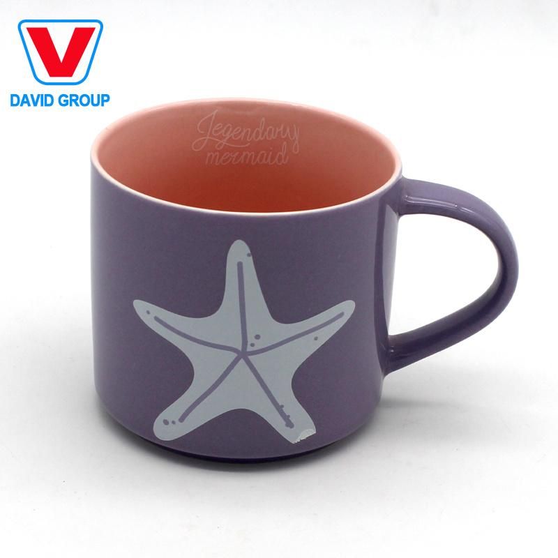 Factory Color Ceramic Tea Mug Logo Decal Printed Plain White Brown Coffee Cup