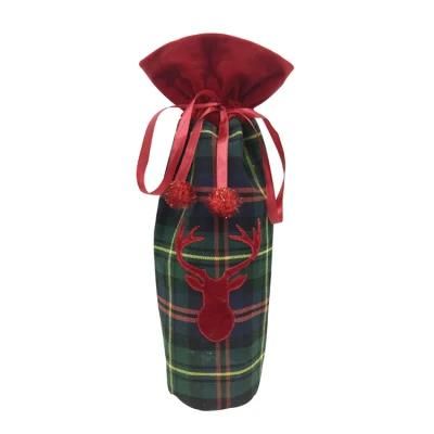 New Superior Lovely Reindeer Plaid Velvet Gift Bag The Christmas Gift