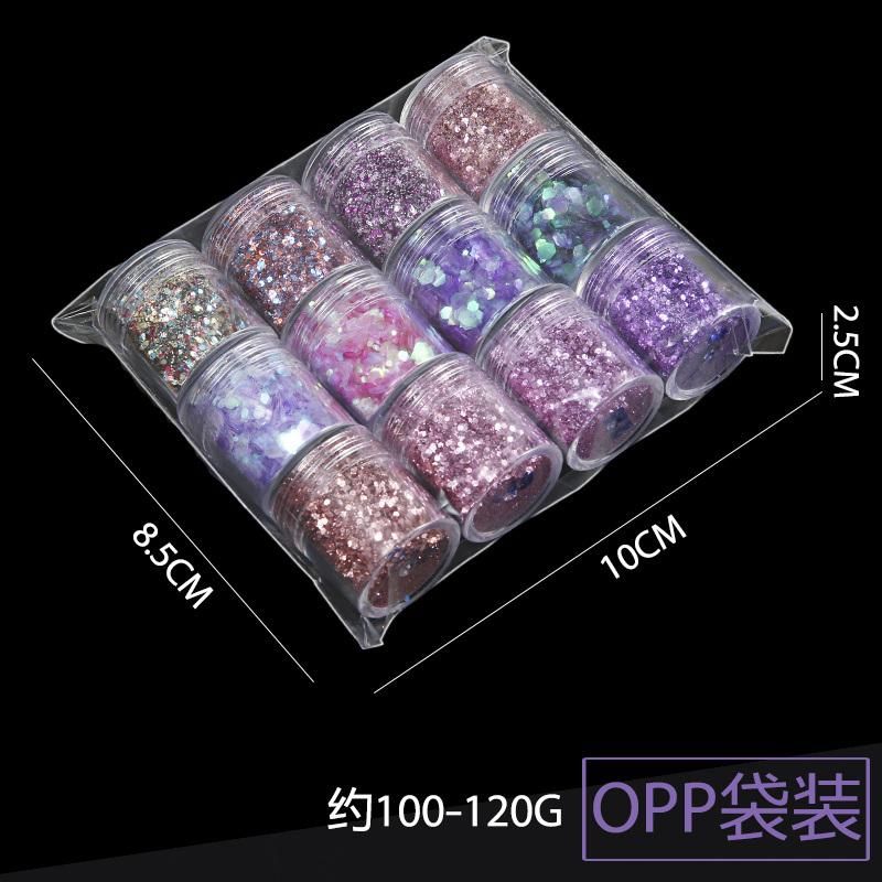 Holographic Chunky Glitter 12-Pot for Nail Art and Costmetic