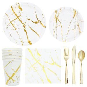 Marbled Hot Stamping Plates Cups Napkins Disposable Tableware