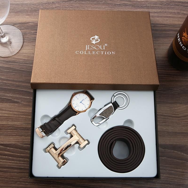 Creative Father′s Day Business Gift Set with Watch Belt and Keychain for Men