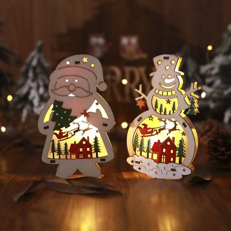 Cross-Border New Santa, Snowman, Wooden Lighting, Shopping Window Decoration, Props, Supplies, Children′ S Gifts Ornaments