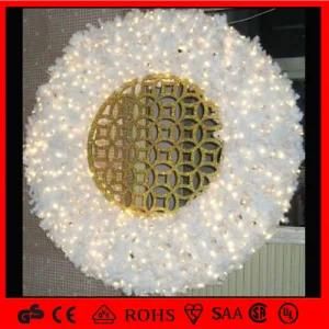 White Hanging Christmas Decoration Motif LED Wreath Light