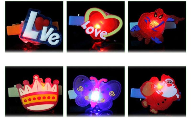 Soft PVC Princess Cartoon Blinking Hair Barrette LED Hair Clip