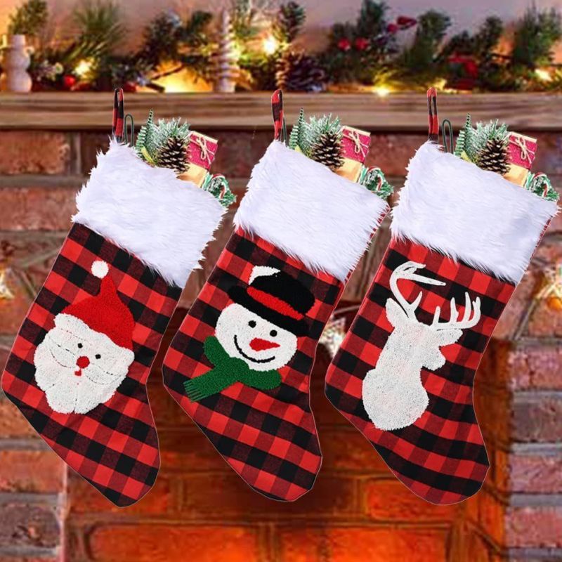 Christmas Stockings Santa, Snowman, Reindeer 3D Christmas Decoration for Kids Party Decor