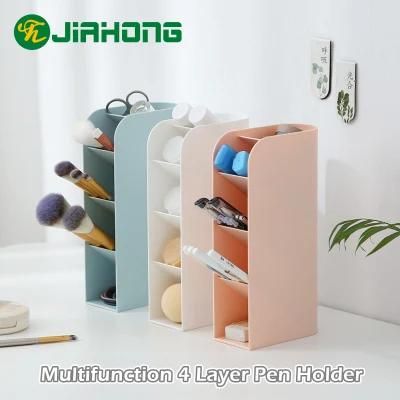 Multifunction 4 Layer Pen Holder Vertical Storage Box Pencil Pen Brushes Cosmetics Tool Holder Organizer Case Organizador Escritorio