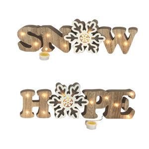 Christmas Decoration Wooden Snow &amp; Hope Christmas Light Home Decor