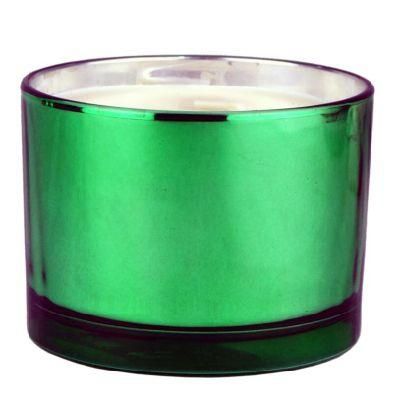 Unique Design Green Large 3 Wickes Glass Container Wide Mouth Glass Candle Jar