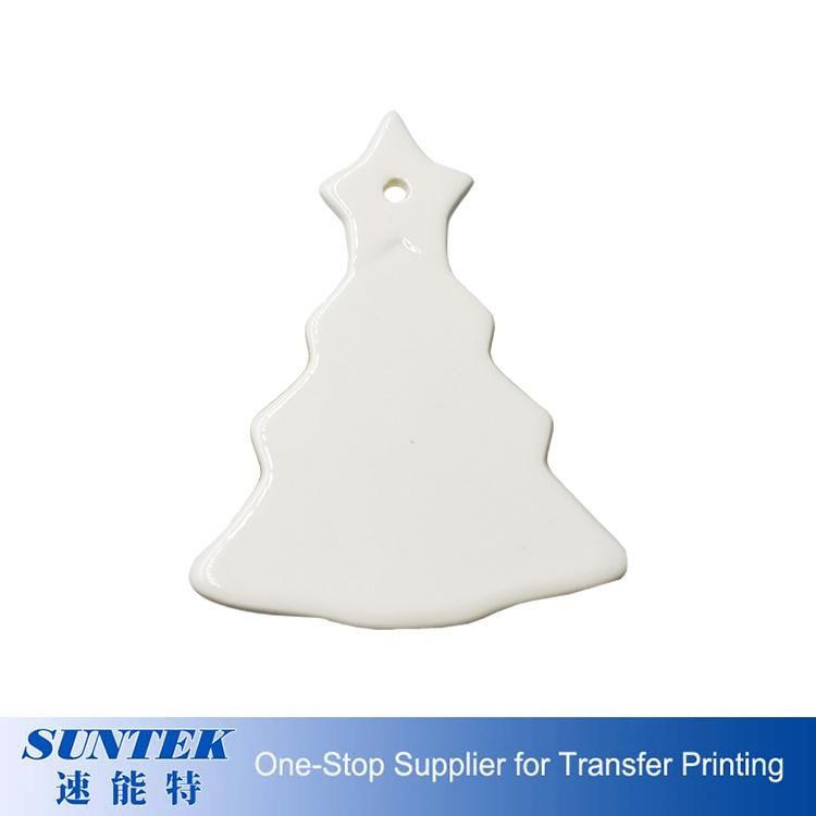 Amazon Hot Selling Heat Transfer Printable Ceramic Sublimation Coated Blank Ornaments Porcelain Pendant for Christmas Decoration