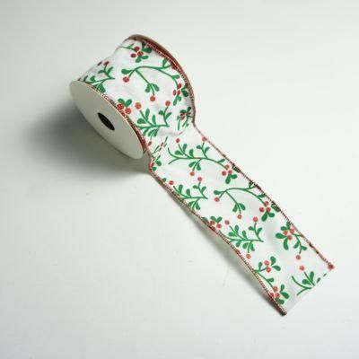 Manufacture Supplier 6.3 Cm 2.5 Inch Width Wired Christmas Ribbon Factory Clothing Accessories Berry Pick