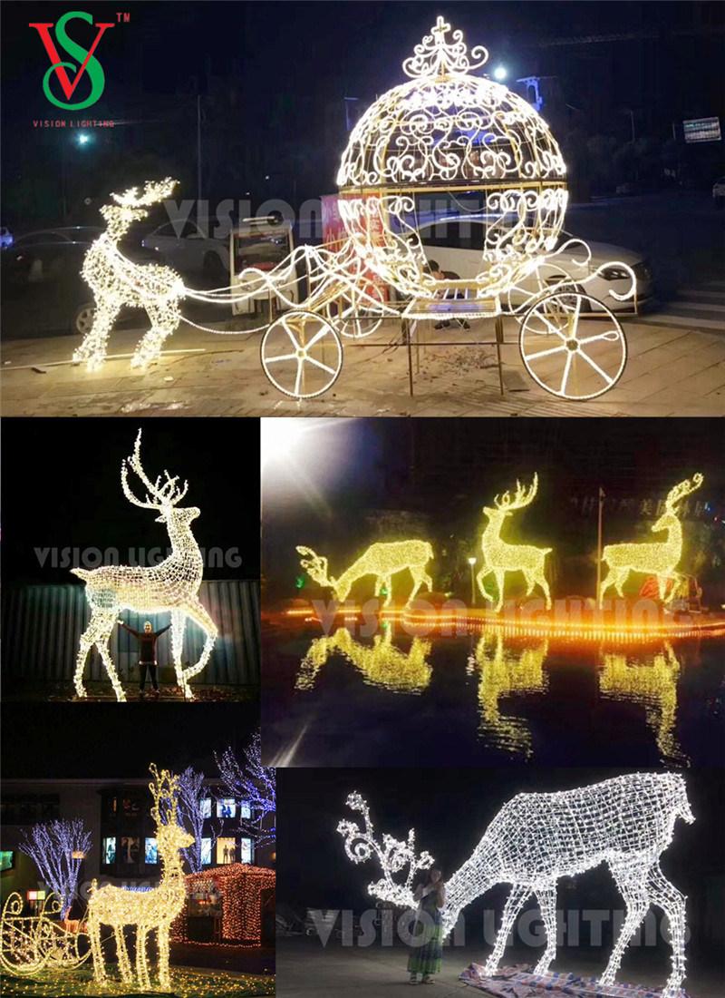 Gold Warm White Outdoor Lighted Decorative Waterproof Illuminated Giant Christmas Reindeer with LED Light
