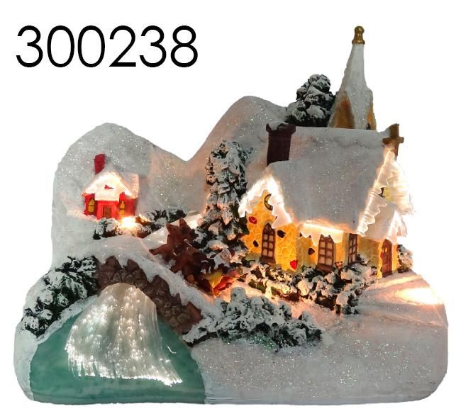 Christmas Hillside House with LED Lights and Train Christmas Tree Rotation Feature with 8 Songs Music for Decorations