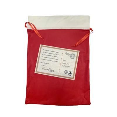 Santa Large Storage Gift Candy Bags Sacks Canvas Christmas Bag in Bulk