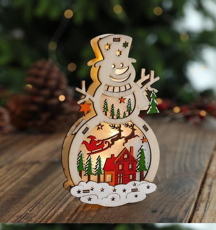 Cross-Border New Santa, Snowman, Wooden Lighting, Shopping Window Decoration, Props, Supplies, Children′ S Gifts Ornaments