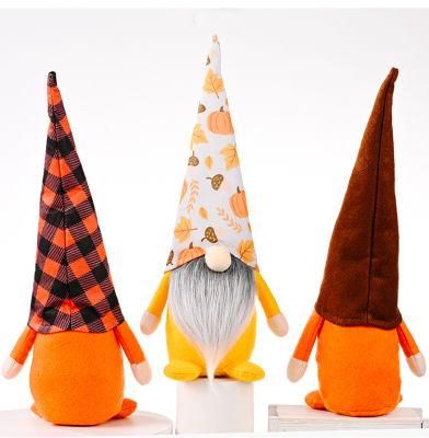 Fall Gnome Autumn Plush Handmade Cloth Stuffed Harvest Festival Dolls Shelf Sitter Nordic Swedish Nisse Elf Dwarf Thanksgiving Day Gift