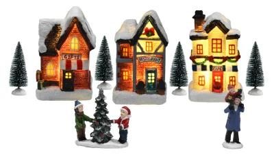 Christmas Village Figurines Indoor Decorations Snow Village Set/9PCS