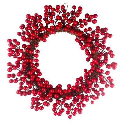 Artificial Christmas Wreath with Flower Leaf Pine Cone Red Berry