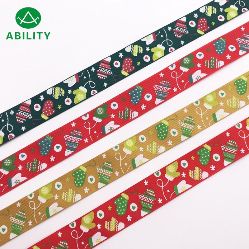 Printing Christmas Grosgrain Ribbon for Wedding and Gift Box Packing