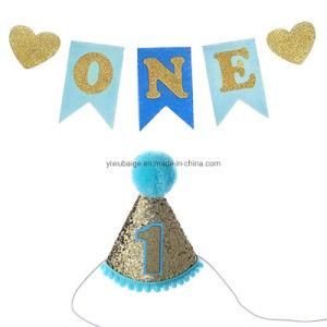 Banner Cap Decorations Props Set for Baby&prime;s First Birthday Party