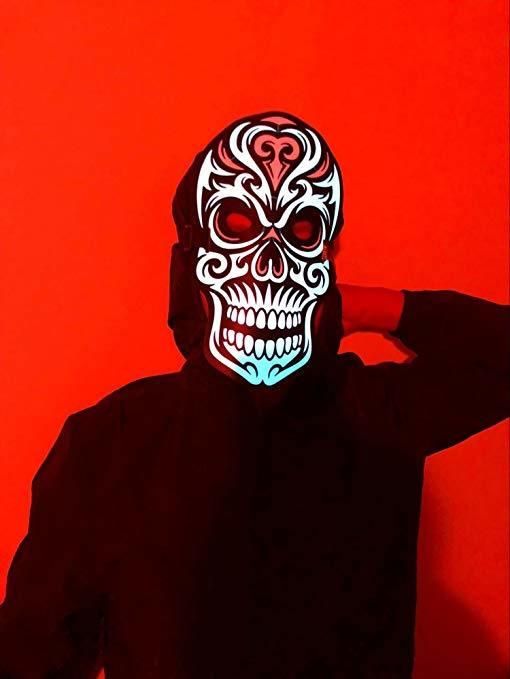Sound Reactive LED Mask Sound Activated Mask Skull Mask
