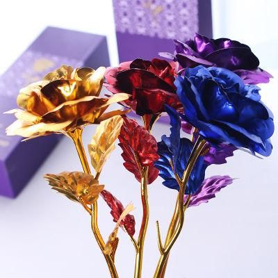 Eternal Gold Rose Glass Cover LED Lights Artificial Rose Flower for Valentine&prime;s Day Gift Decorations