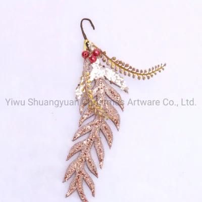 Champagne Glitter Leaf Garland for Christmas Tree Decoration Christmas Tree Leaf